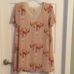 BNWOT Show me your Mumu Floral Bull Skull Short Shift Dress